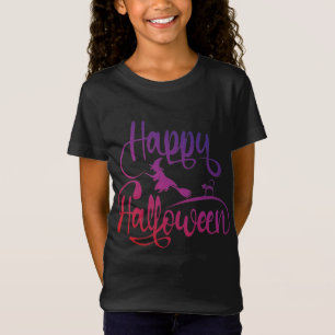 Happy Halloween gradiënt vliegende hekkkat T-Shirt