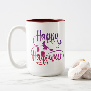 Happy Halloween gradiënt vliegende hekkkat Tweekleurige Koffiemok