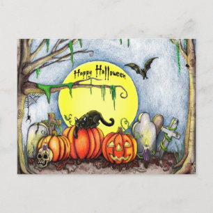 Happy Halloween Graveyard Scene Briefkaart