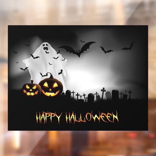 Happy Halloween Graveyard Scene Raamsticker (Vel 2)