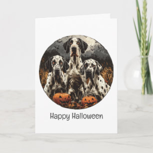 Happy Halloween Great Dane Dogs Jack O Lantern Kaart