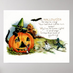 Happy Halloween  Halloween Briefkaart Art Poster