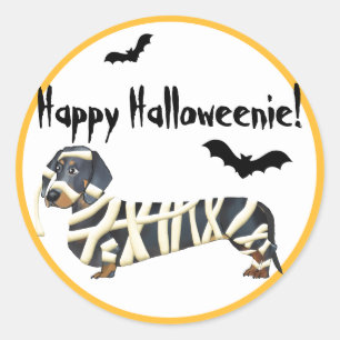 Happy Halloween Halloween Dachshund Mummy Ronde Sticker