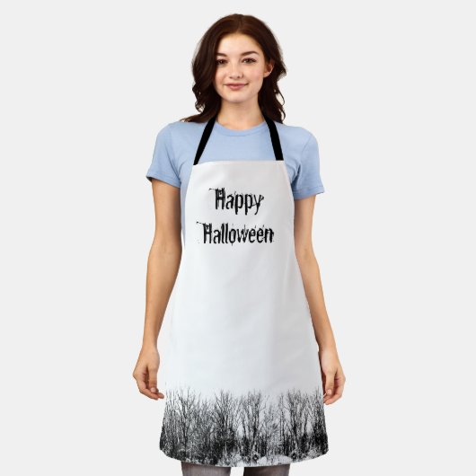 Happy Halloween Haunted Bossen Black White Schort (Gedragen)