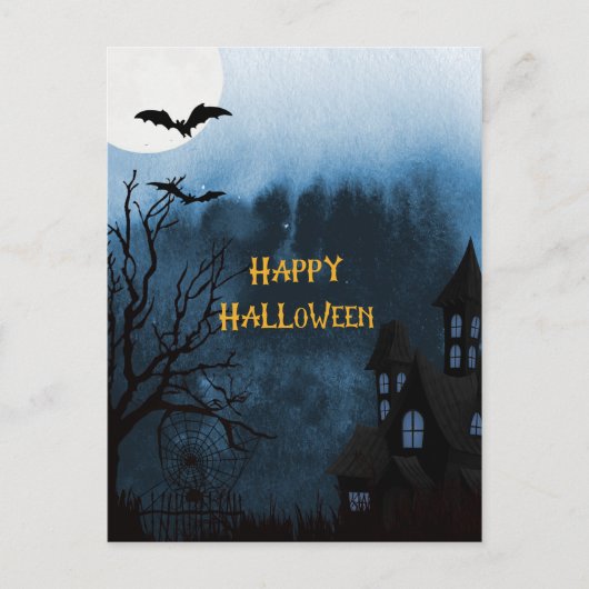Happy Halloween Haunted Castle and Bats Briefkaart (Voorkant)