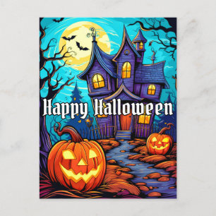 Happy Halloween - Haunted House Briefkaart
