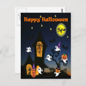 Happy Halloween Haunted House Briefkaart (Voorkant / Achterkant)