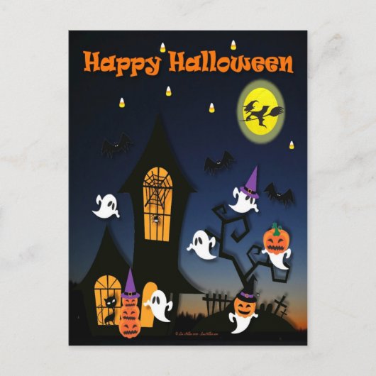 Happy Halloween Haunted House Briefkaart (Voorkant)