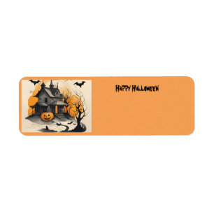 happy halloween haunted house etiket
