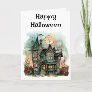 Happy Halloween Haunted House Greeting Kaart