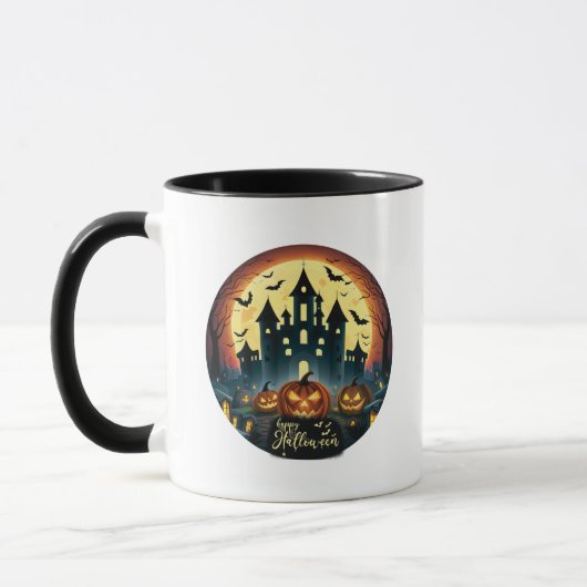 Happy Halloween Haunted House Halloween Mug (Gauche)