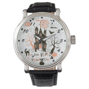 Happy Halloween Haunted House Horloge