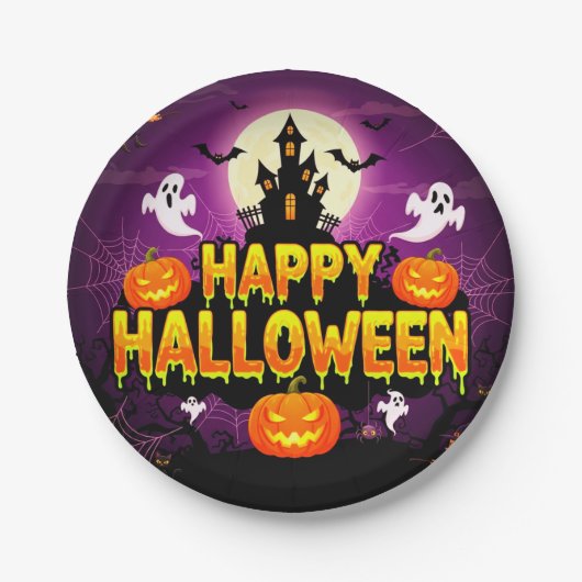 Happy Halloween Haunted House PartyPaper Bord (Voorkant)
