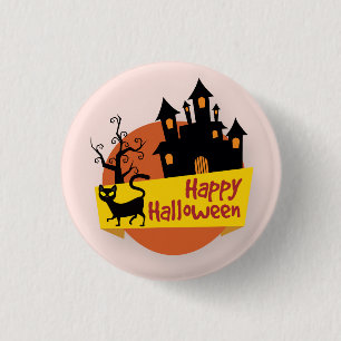 Happy Halloween Haunted House PIN-Button Ronde Button 3,2 Cm