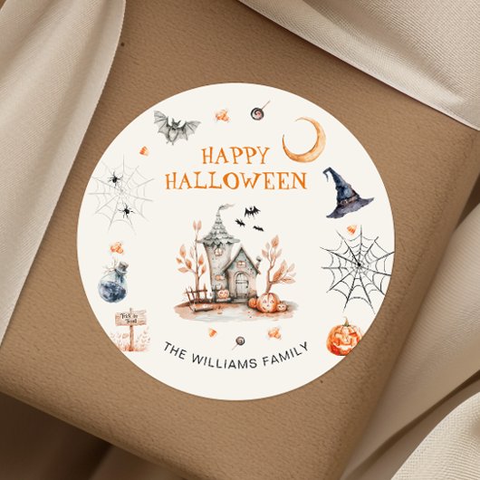 Happy Halloween Haunted House Ronde Sticker