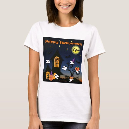 Happy Halloween Haunted House T-shirt (Voorkant)