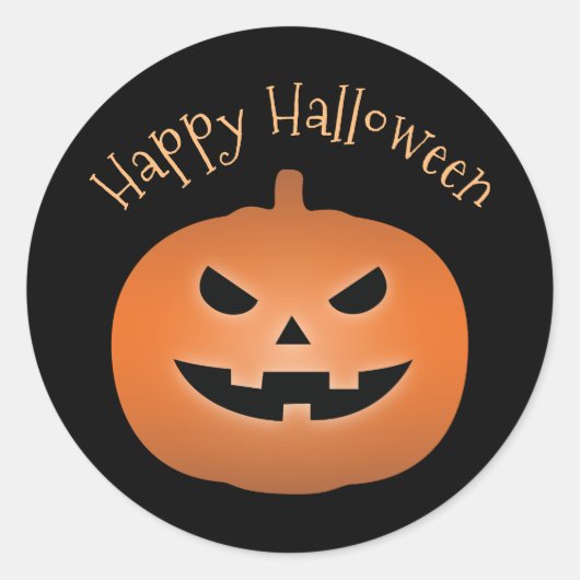 Happy Halloween Haunted Jack O Lantern Pumpkin Ronde Sticker (Voorkant)