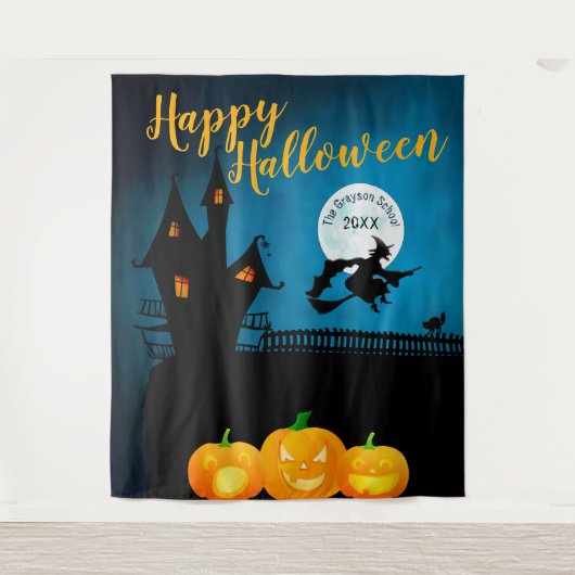 Happy Halloween Haunted Scene | Achtergrond partij Wandkleed (Voorkant)