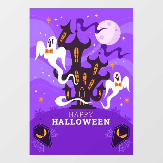 Happy Halloween Haunted Scene Raamsticker (Vel)