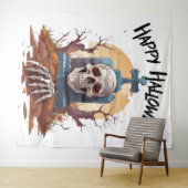 Happy Halloween Head Stone en Skeleton Wandkleed (In Situ (horizontaal))