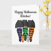 Happy Halloween-heks - heks en twee katten Kaart (Gele Bloem)