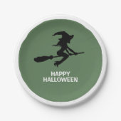 Happy Halloween, heks on Broomstick Papieren Bordje (Voorkant)