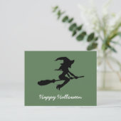 Happy Halloween, heks on Broomstick Uitnodiging Briefkaart (Staand voorkant)