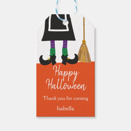 Happy Halloween Heksenpoten & bezem Gepersonalisee Cadeaulabel (Voorkant)