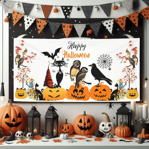 Happy Halloween Herfst Pumpkin Black Cat Owl Spook Spandoek