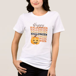 Happy Halloween Herhalende Tekst met Jack-o'-Lante Tri-Blend Shirt