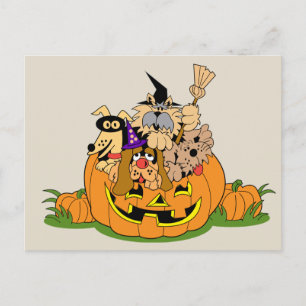 Happy Halloween-honden in pompoen Briefkaart