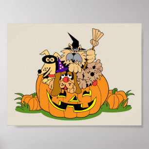 Happy Halloween-honden in pompoen Poster