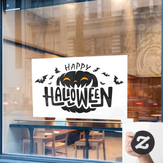 Happy Halloween Jack-O-Lantern en Bats Raamsticker (Cafe Raam)