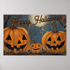 Happy Halloween Jack O' Lantern Glow Poster