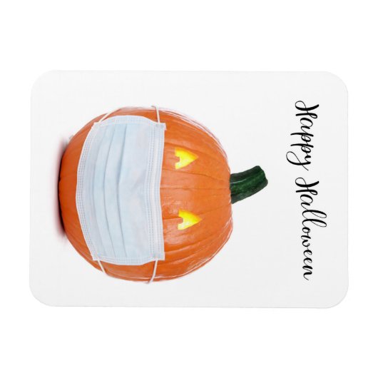 Happy Halloween Jack 'o Lantern in Face Mask Magneet (Horizontaal)
