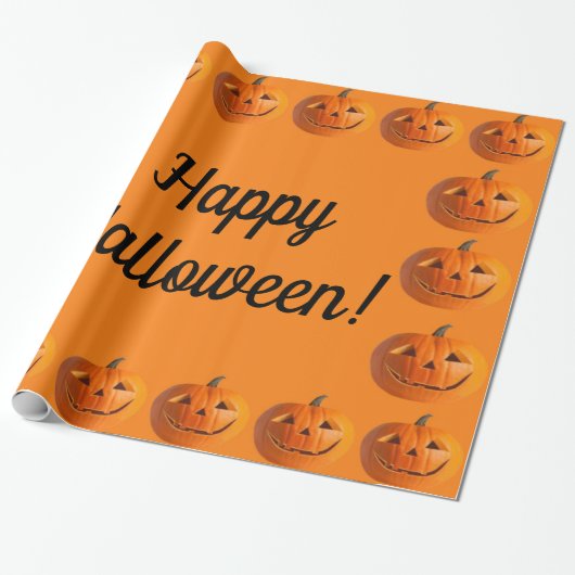Happy Halloween Jack-O-Lantern-pakpapier Cadeaupapier (Uitgerold)