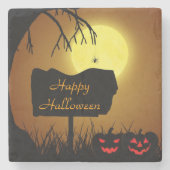 Happy Halloween Jack O Lantern Pumpkins Stenen Onderzetter (Voorkant)