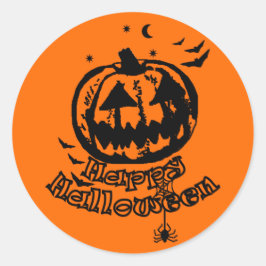 Happy Halloween Jack O Lantern Ronde Sticker