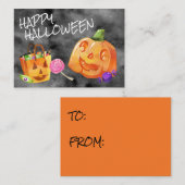 Happy Halloween Jack O' Lantern Snoep Oranje Black Notitiekaartje (Voorkant / Achterkant)