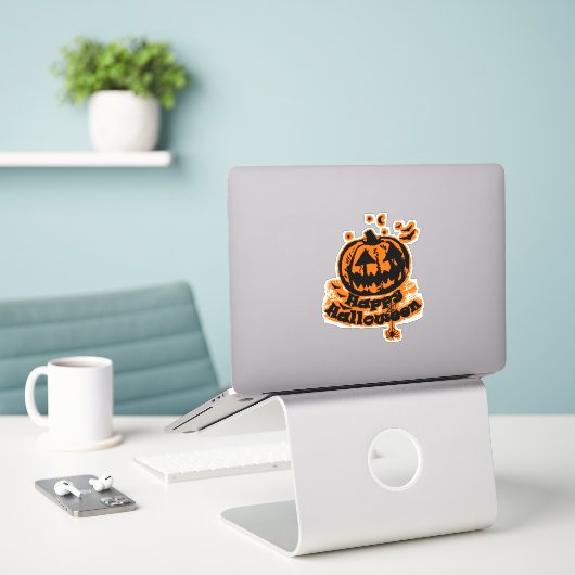 Happy Halloween Jack O Lantern Spider Sticker (Laptop op bureau)