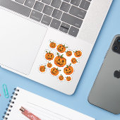 Happy Halloween jack-o-lantern, truc om te behande Sticker (Laptop met iPhone)