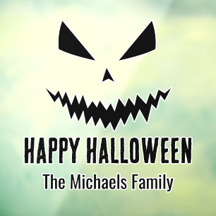 Happy Halloween Jack O'Lantern pompoen familienaam Raamsticker