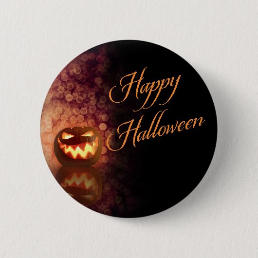 Happy Halloween Jack O'Lantern Zwart en Sinaasappe Ronde Button 5,7 Cm (Voorkant)
