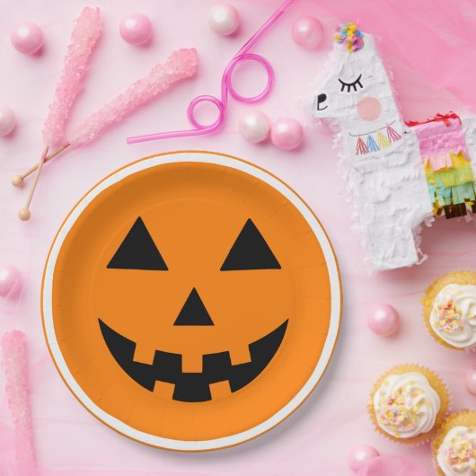 Happy Halloween Jack'o Lantern Pumpkin Face Papieren Bordje (Feest)