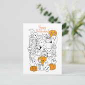 Happy Halloween Kawaii Doodle Briefkaart (Staand voorkant)