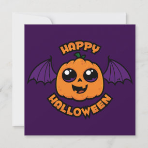 Happy Halloween Kawaii Pumpkin Spooky Cuteness Kaart