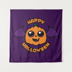 Happy Halloween Kawaii Pumpkin Spooky Cuteness Wandkleed