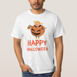Happy Halloween Kid in Pumpkin Costume T-Shirt