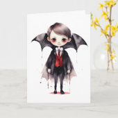 Happy Halloween Kind Vampire Groet Kaart (Gele Bloem)