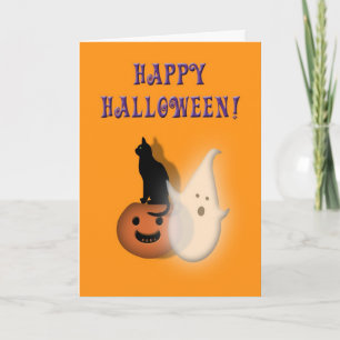 Happy Halloween Kinder Spooky Gokkat Pumpkin Kaart